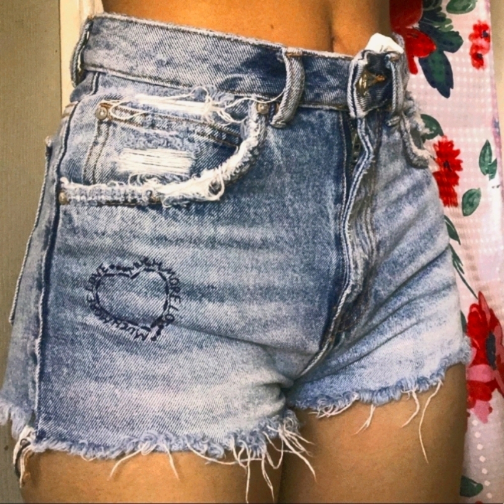 Zara distressed shorts
